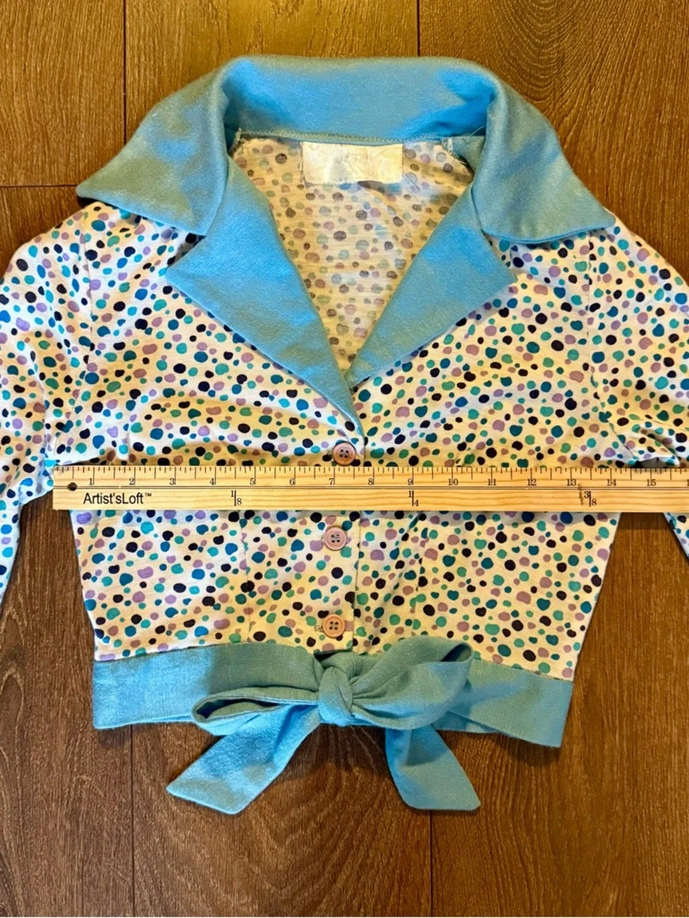 1970s Wendy Originals Top | Disco Polka Dot Long Sleeve - Picture 7 of 10